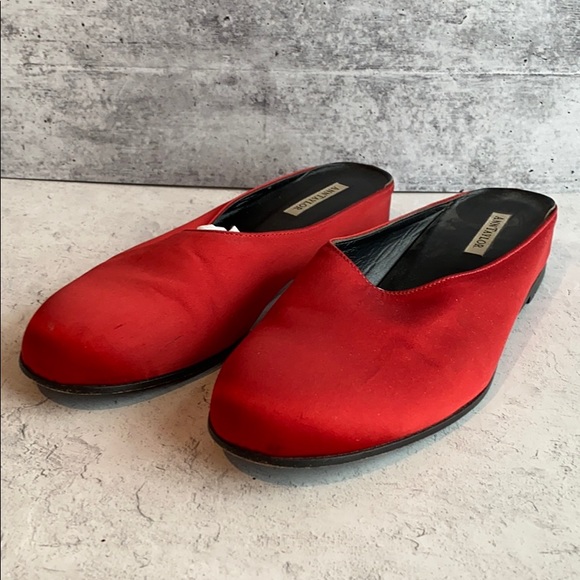 Ann Taylor Shoes - Ann Taylor Red Satin Mules Sz 8.5 M
